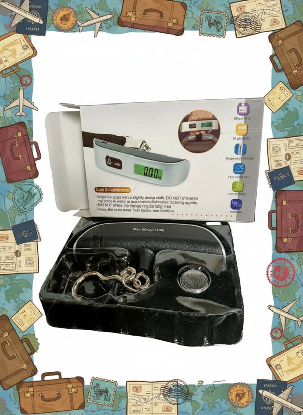 Digital Luggage Scale, 110 LB Stainless Steel Hanging Handheld Travel Scale with Tare Function - Silver