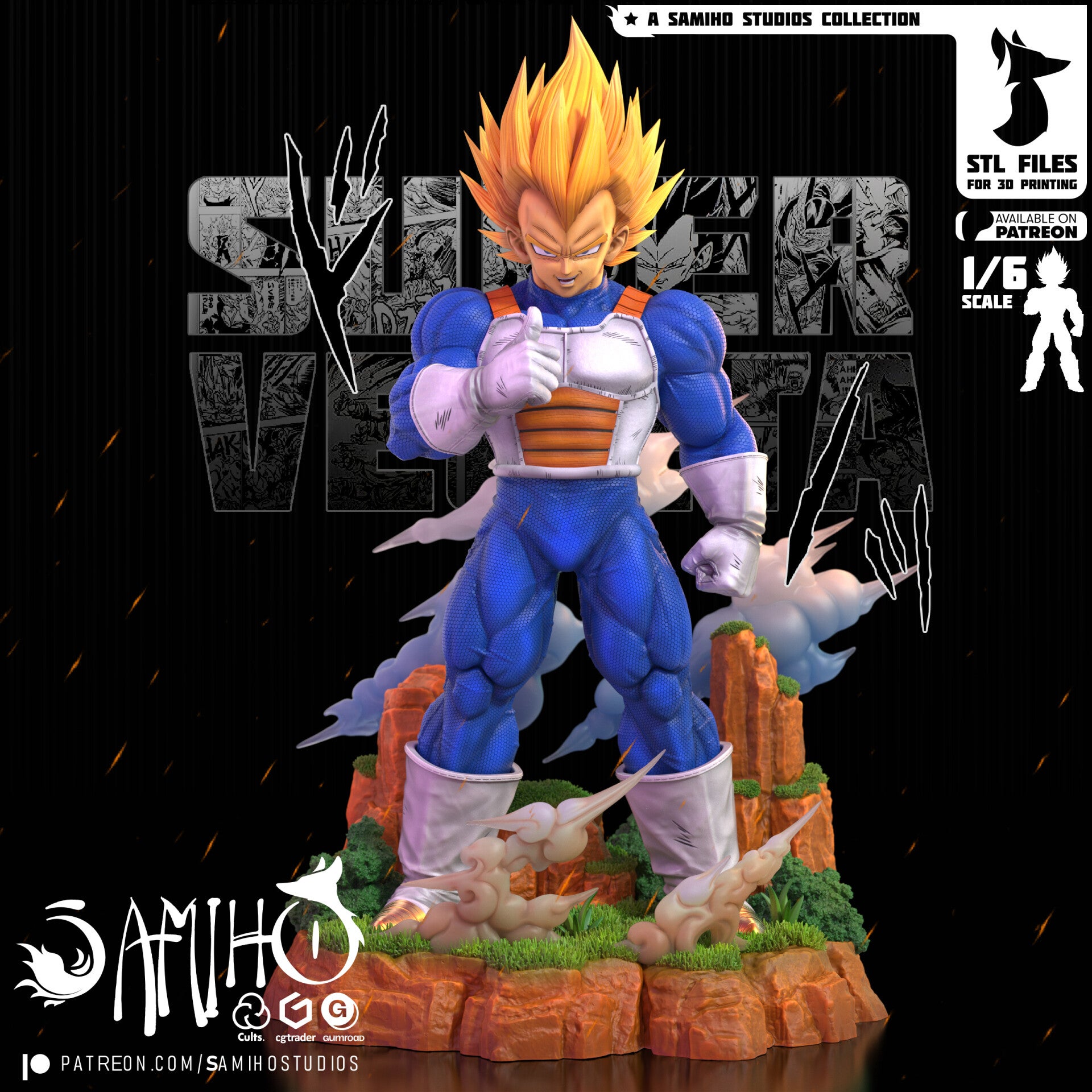 Figurine 3D Résine – "Super Vegeta" (inspirée de Dragon Ball)