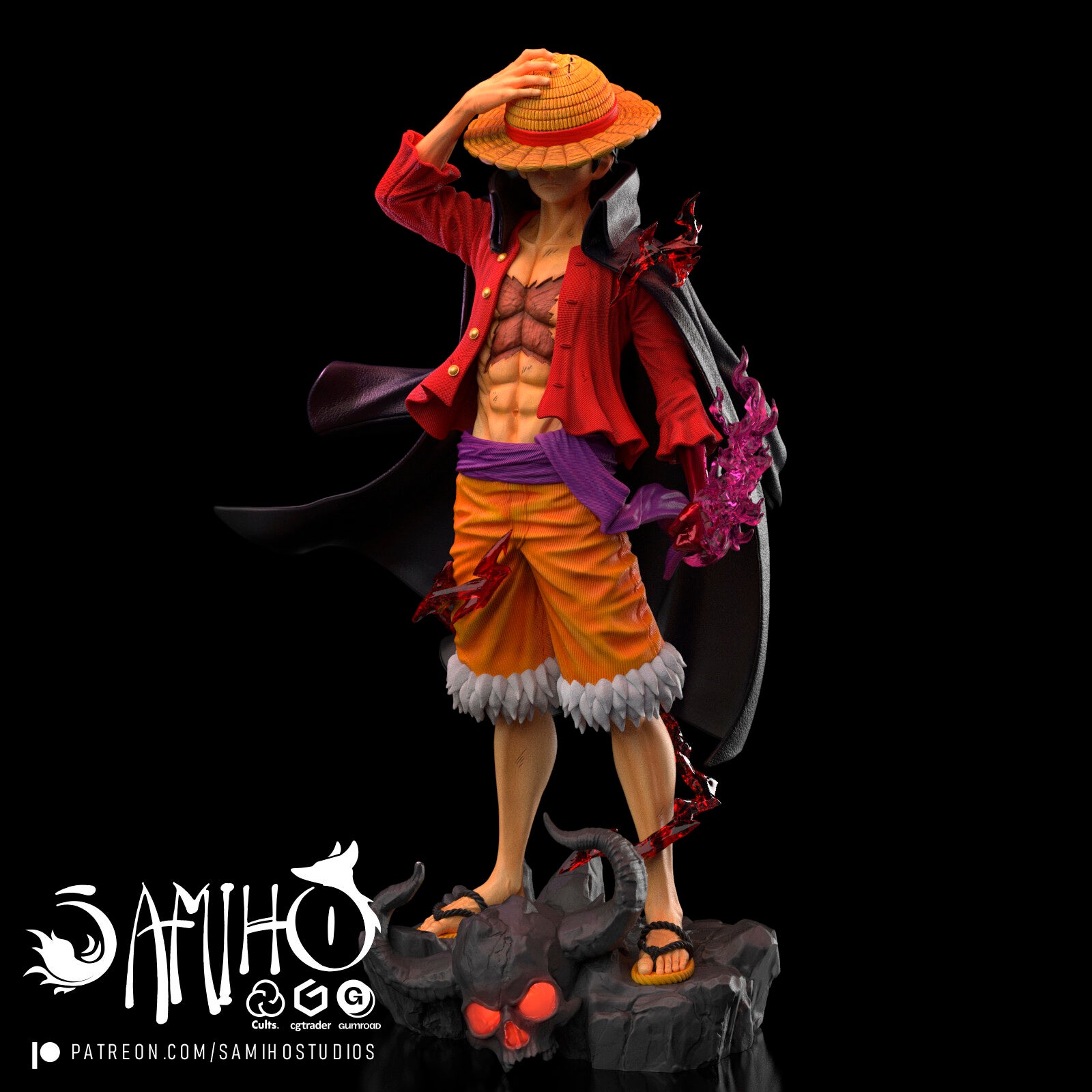 Figurine 3D Résine – "Luffy" (inspirée de One Piece)
