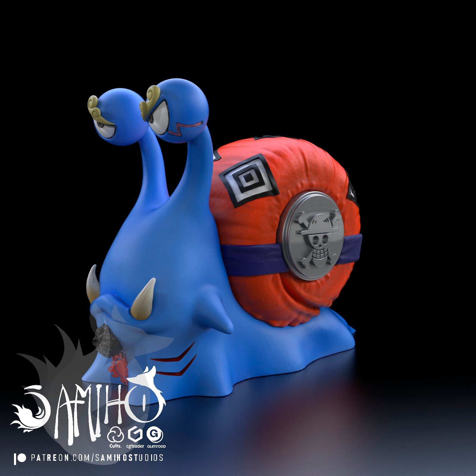 Figurine 3D Résine – "Jinbe Den Den Mushi" (inspirée de One Piece)