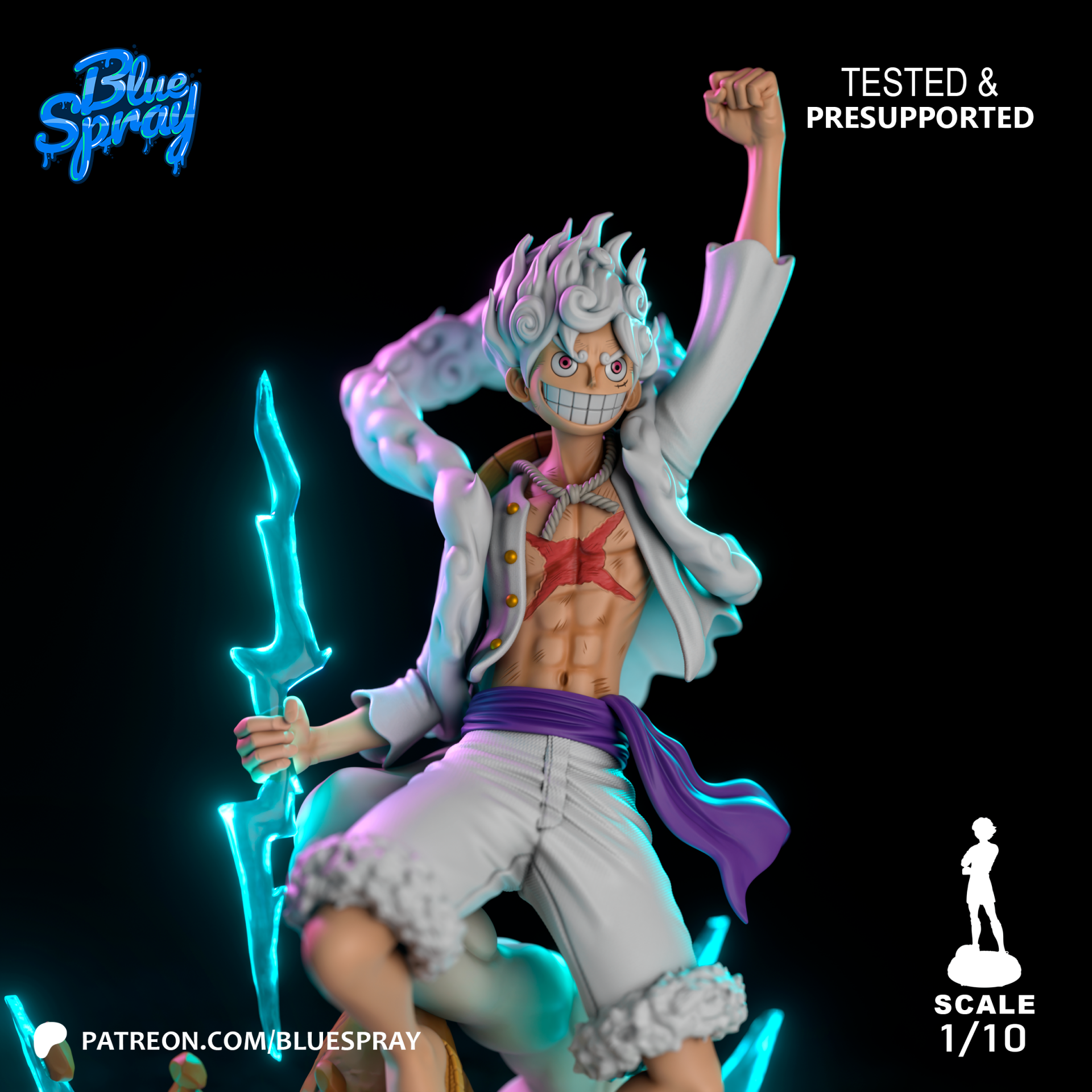 Figurine 3D Résine – "Luffy Gear 5" (inspirée de One Piece)