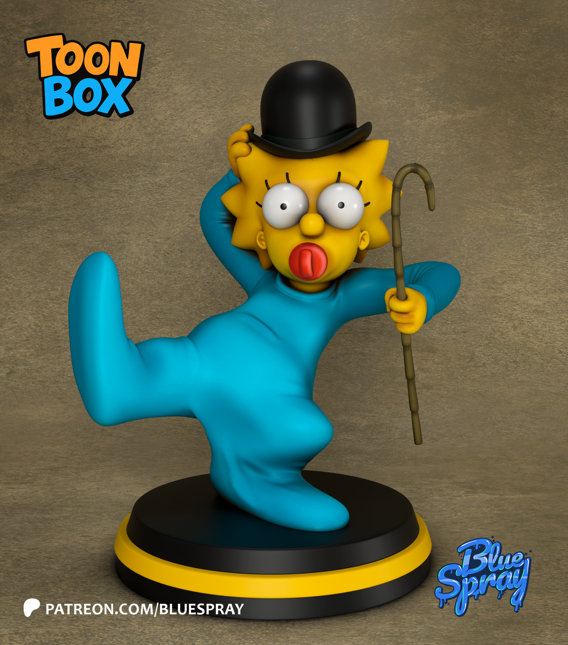 Figurine 3D Résine – "Maggie Chaplin" (inspirée de The Simpsons x Charlie Chaplin)