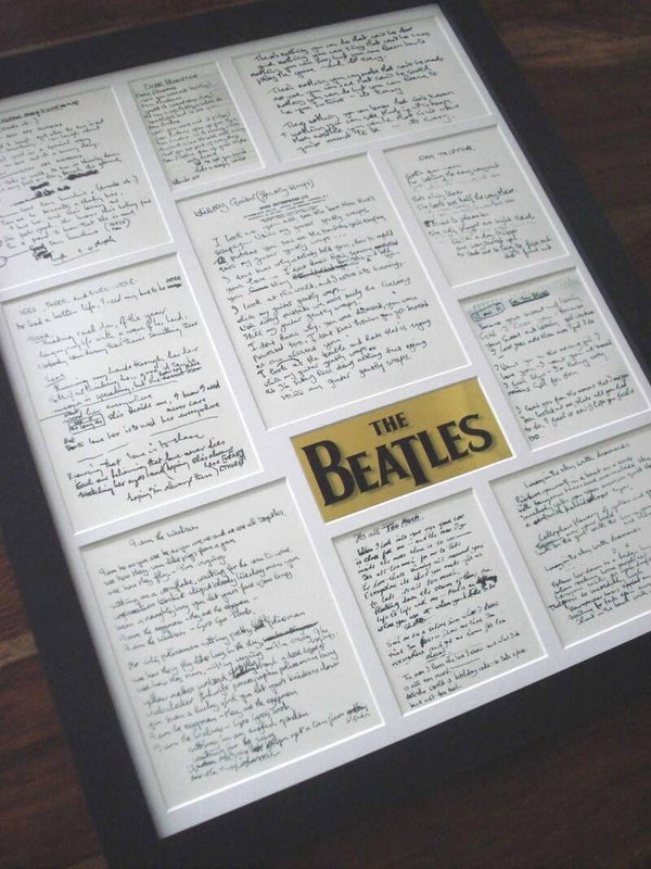 The Beatles original handwritten lyrics display framed montage #2