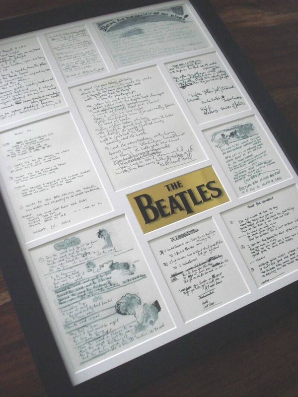 The Beatles original handwritten lyrics display framed montage #3