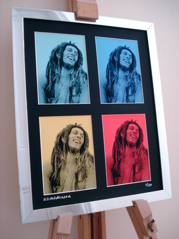Bob Marley signed framed pop art canvas print
