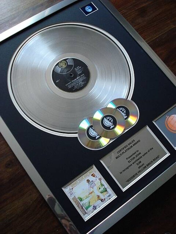 Elton John Goodbye Yellow Brick Road Multi-platinum Disc