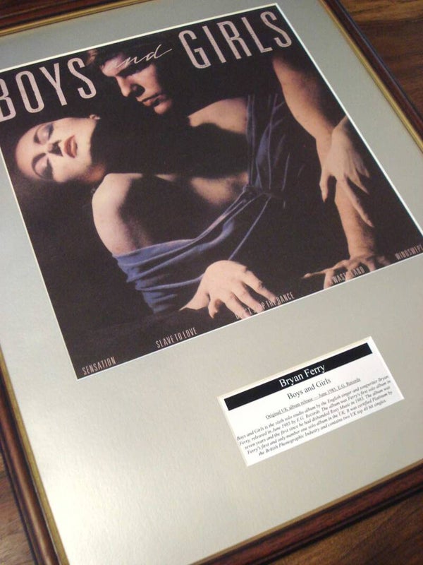 Bryan Ferry Boys and Girls LP original framed album cover