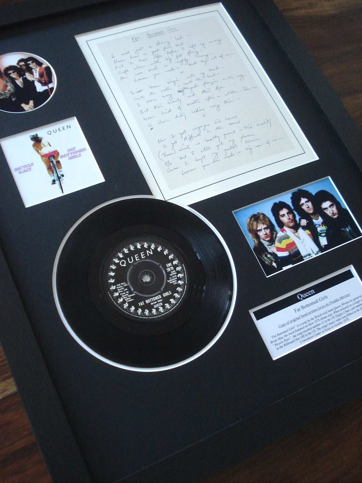 Queen - Fat Bottomed Girls Vinyl Lyrics Display