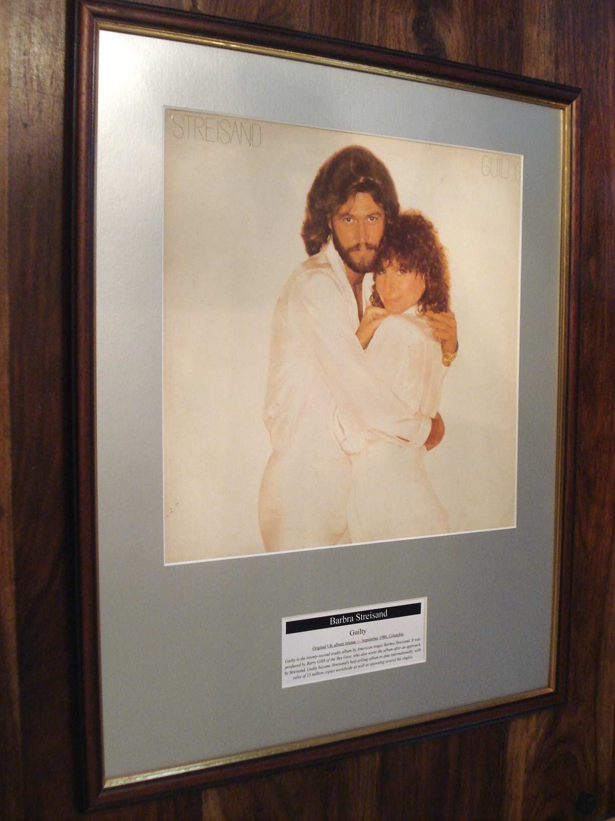 Barbra Streisand Guilty LP original framed album cover