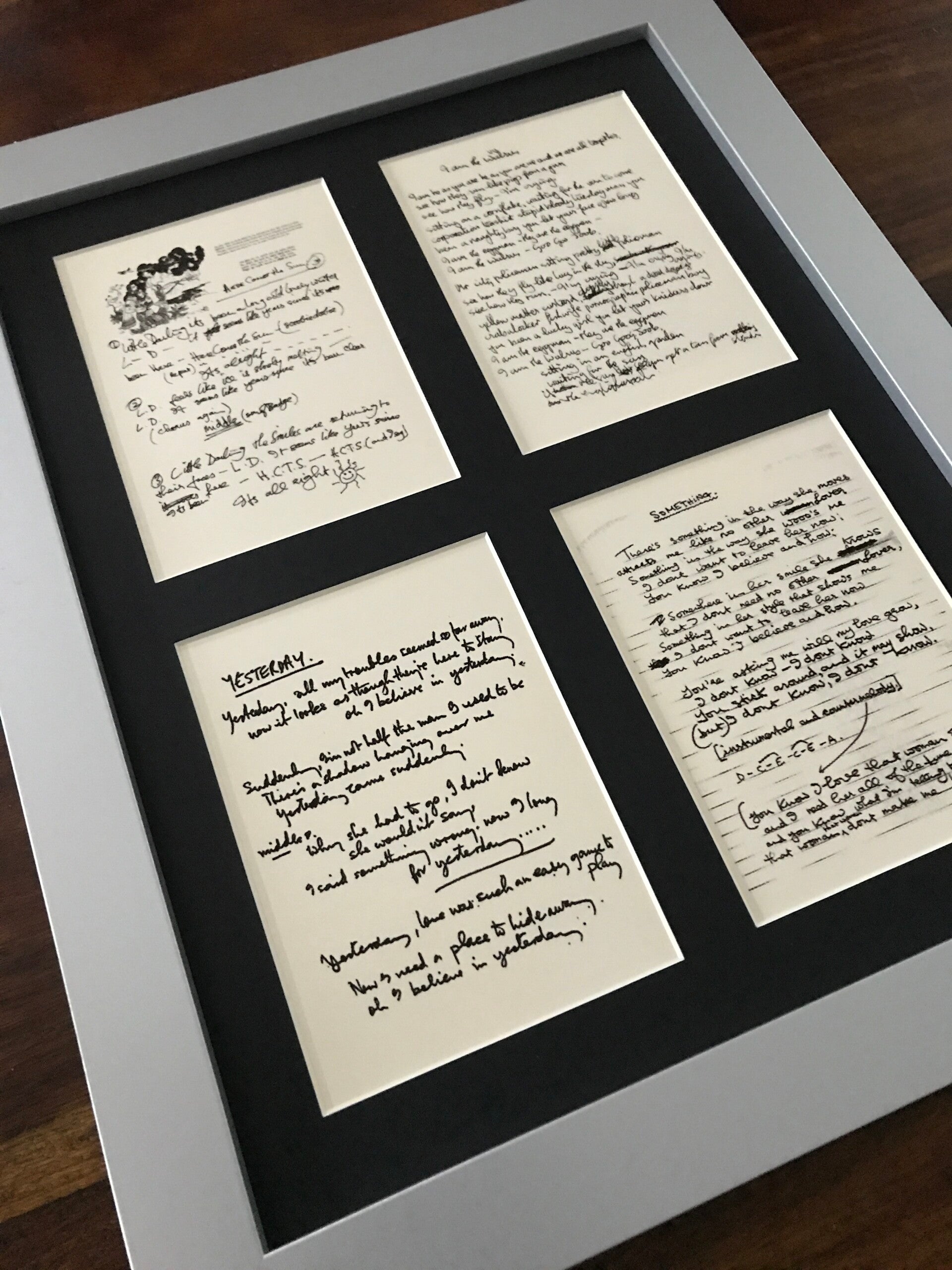 The Beatles Lyrics Framed Display - four classic songs