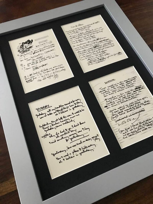 The Beatles Lyrics Framed Display - four classic songs