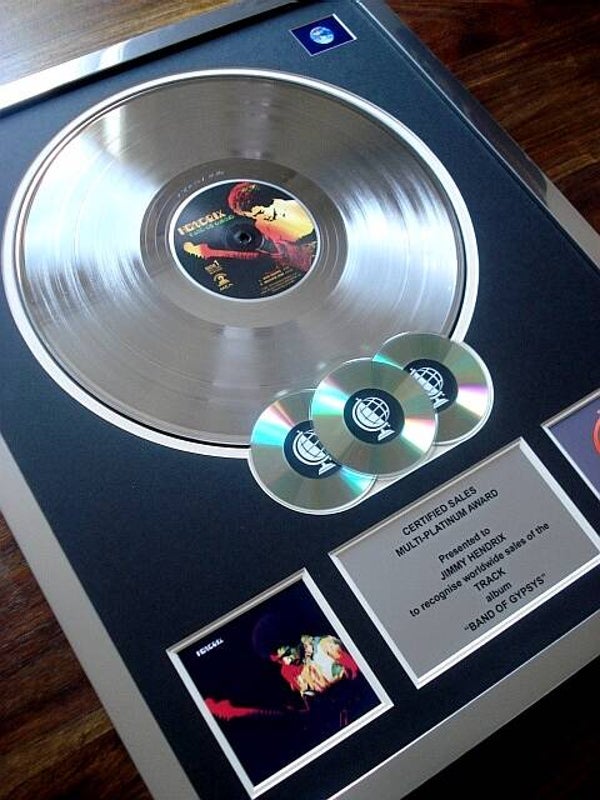Jimi Hendrix Band of Gypsys Multi-platinum Disc