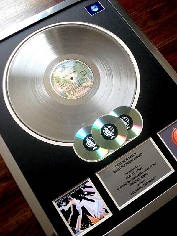 Rod Stewart Atlantic Crossing Multi-platinum Disc