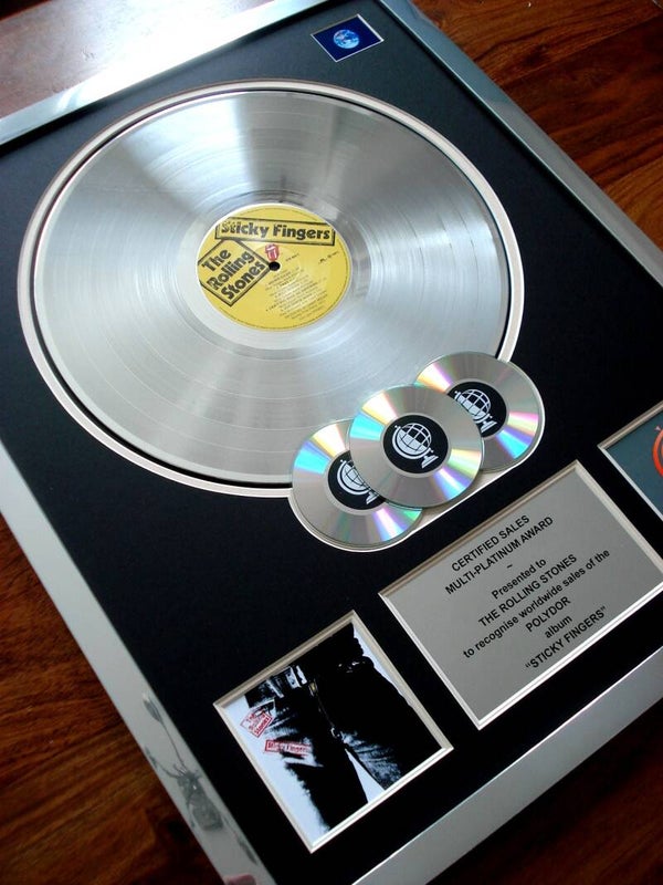 The Rolling Stones Sticky Fingers Multi-platinum Disc