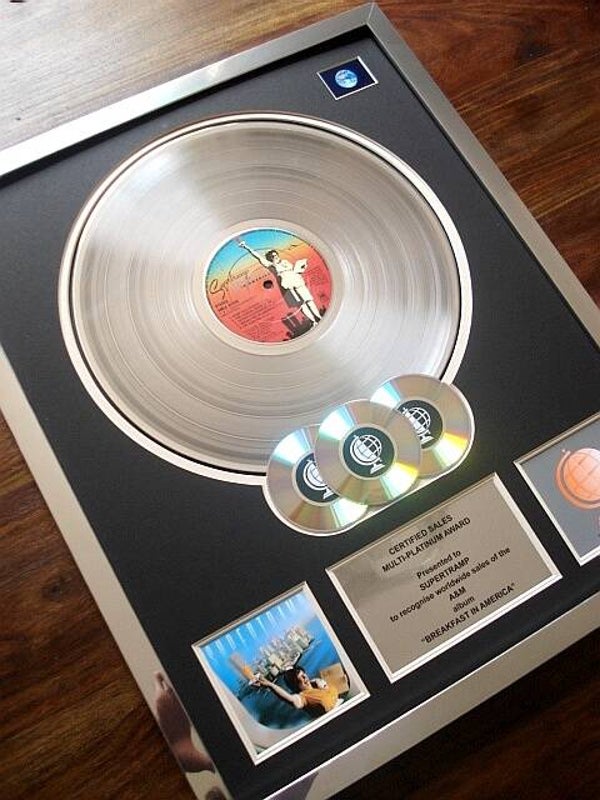 Supertramp Breakfast in America Multi-platinum Disc
