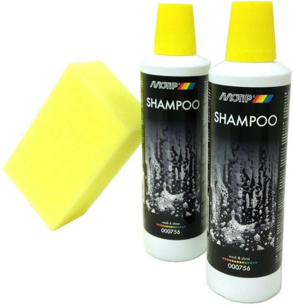 Motip Shampoo Wash & Shine 2x Knijpfles 500ml + Spons