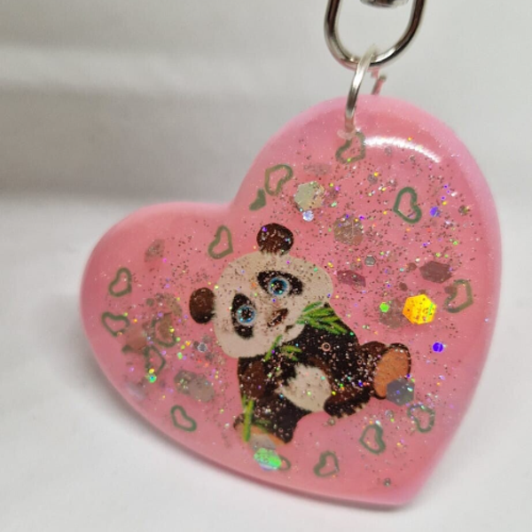 Sleutelhanger Hart Pink Panda