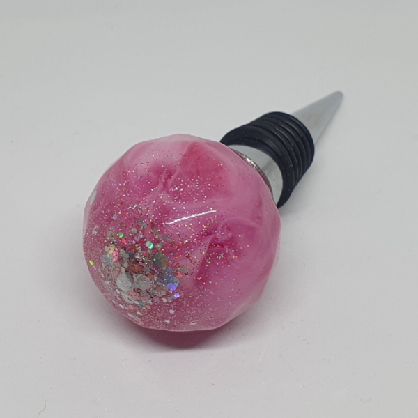 Wijnstopper Diamond Ball Pink Swirl