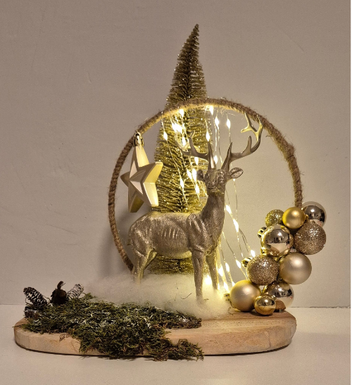 Kerststuk Rendier Goud