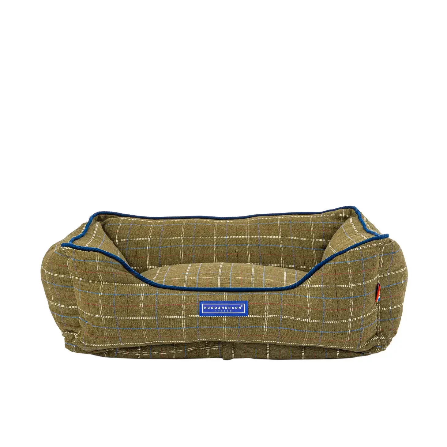 Lit pour chien en tweed à carreaux vert foncé