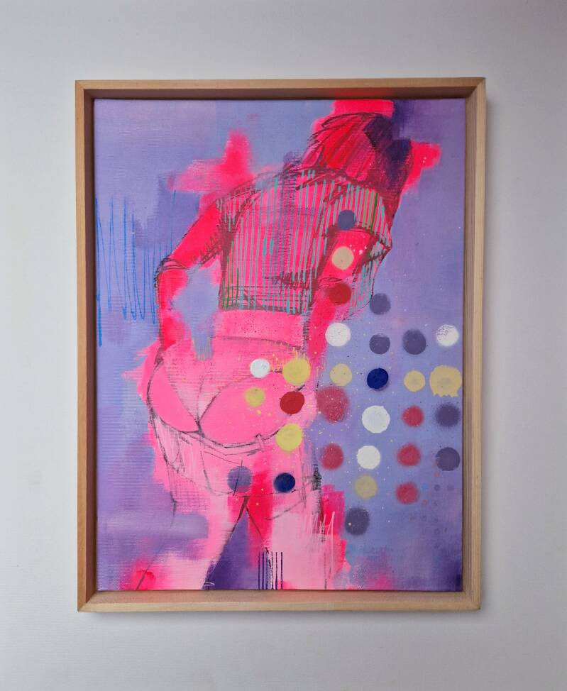 LAYER 19 (2023) €420    32cm X 43cm Acryl, marker, verfstift en spuitbus op canvas