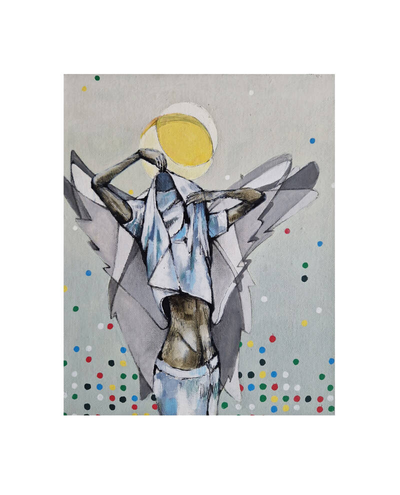 LAYER 5 (2020) €260     24cm X 30cm Acryl, inkt, marker en verfstift op canvasboard Framed op 14mm MDF plaat