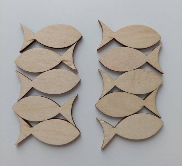 Houten vissen 10 stuks