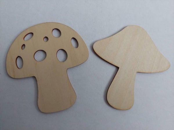 Houten paddenstoelfiguren 2 stuks