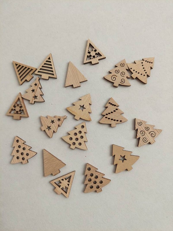 Houten kerstbomenmix