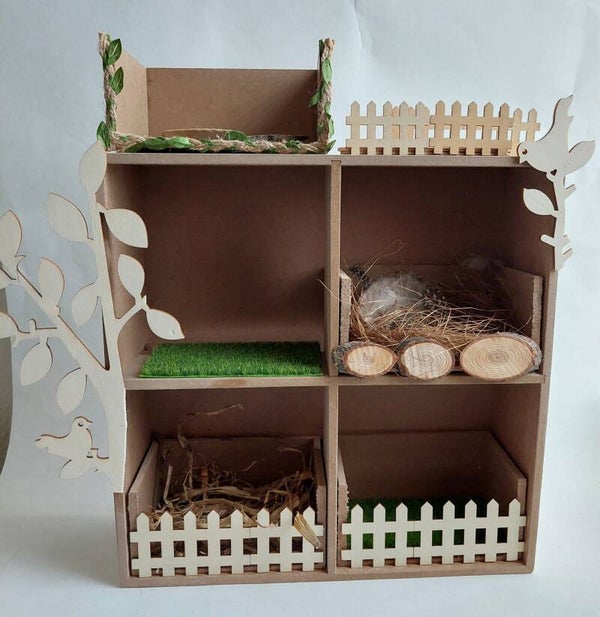 Houten vakkenhuis dieren