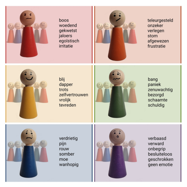 Kaartenset | emotiepoppetjes met tekst
