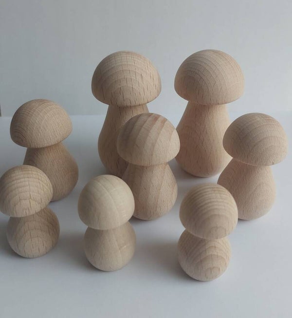 Set houten paddenstoelen