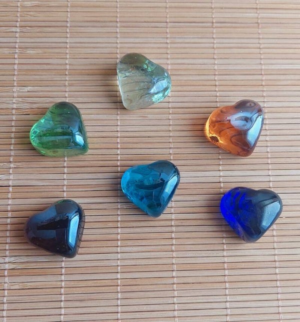 Glasstenen hart  6 stuks