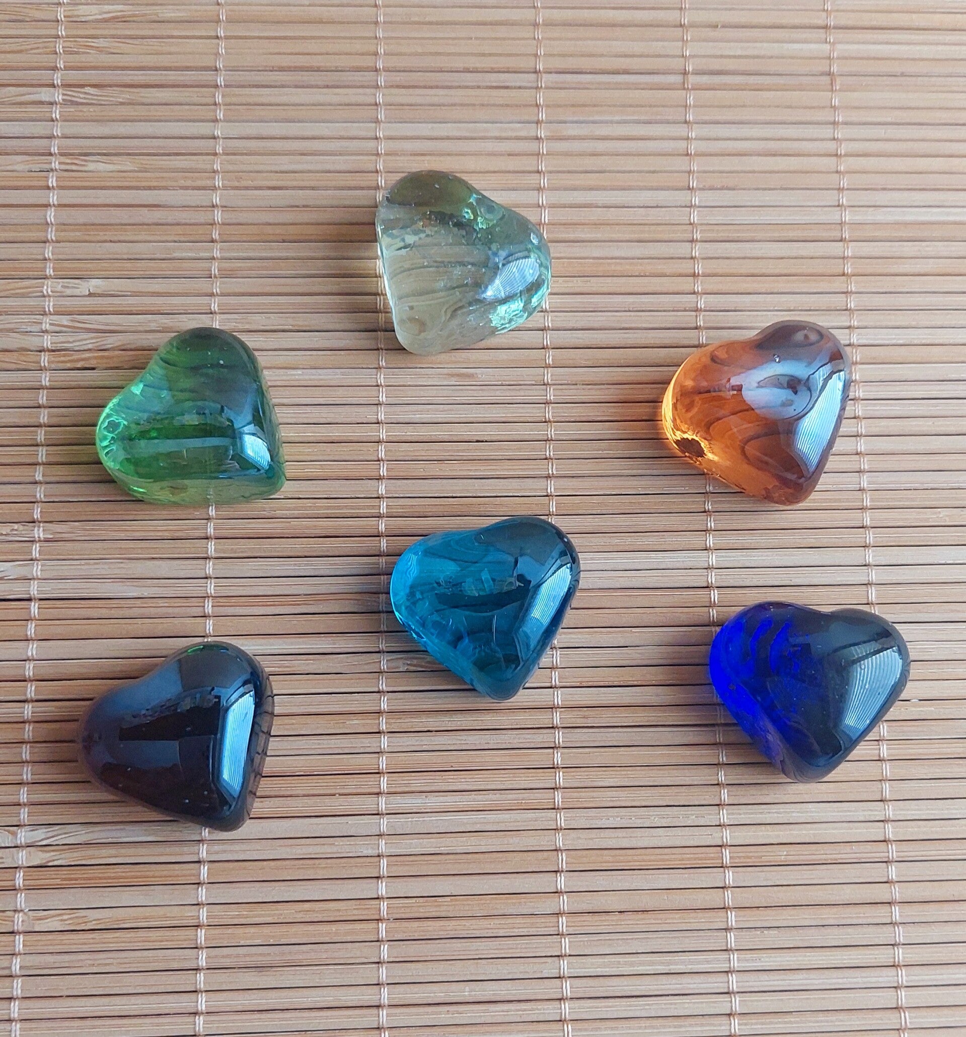 Glasstenen hart  6 stuks