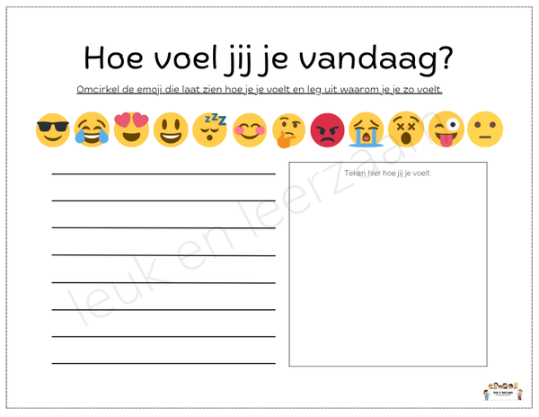 GRATIS DOWNLOAD WERKBLAD | Emotiecheck bovenbouw
