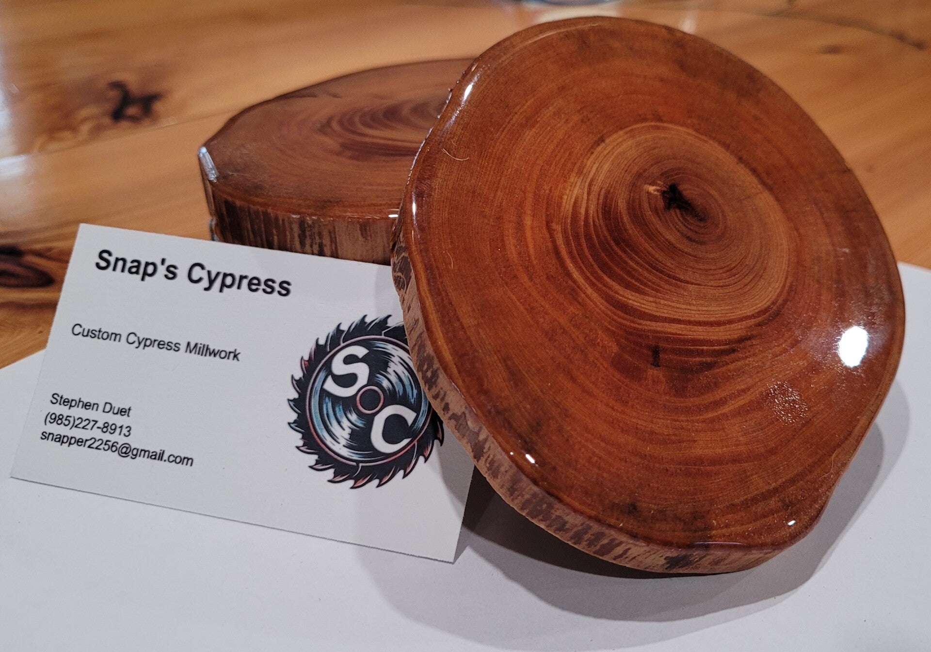 Live edge cypress coasters - Hand‑crafted from Louisiana cypress
