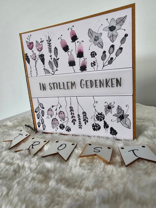 Trauerkarte Aquarell "Blumenwiese"