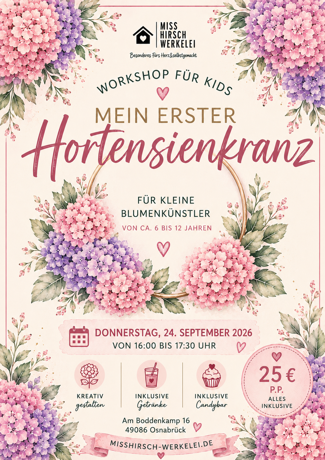 Workshop Kids "Mein erster Hortensienkranz"