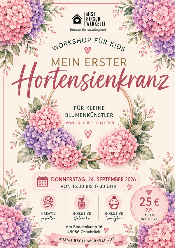 Workshop Kids "Mein erster Hortensienkranz"