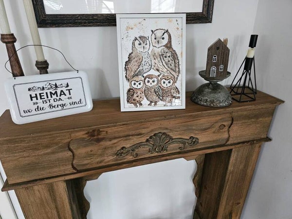 Aquarell Bild "Eulenfamilie"