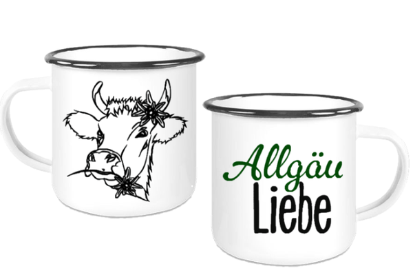 Emaille Tasse Allgäuliebe "Grauvieh"