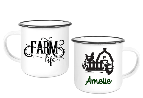 Emaille Tasse Farmlife "Hühnerliebe"