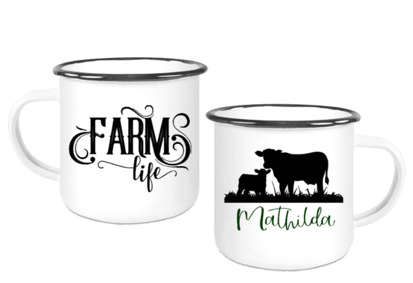 Emaille Tasse Farmlife "Kuhliebe"