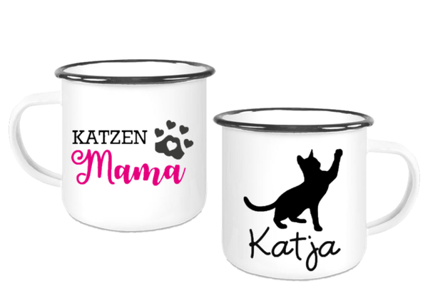 Emaille Tasse "Katzenmama"