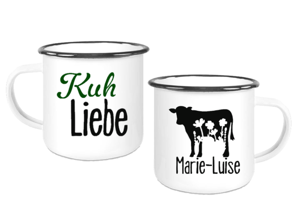 Emaille Tasse "Kuhliebe" mit Namen