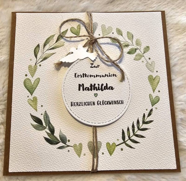 Grußkarte zur Erstkommunion Druck "Friedenstaube"