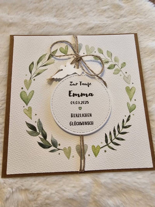 Grußkarte zur Taufe Druck "Friedenstaube"