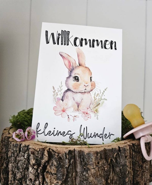 Karte Geburt "Willkommen Hasenbaby"