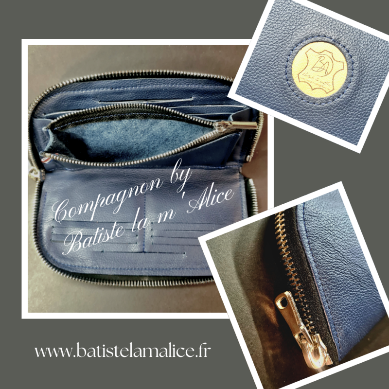 sacoche compagnon en cuir bleu