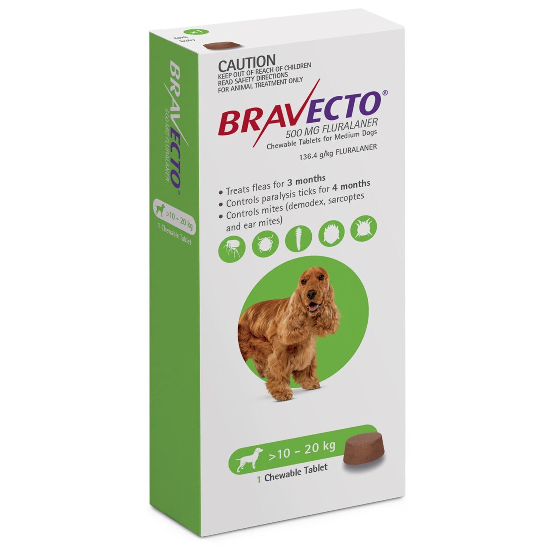 BRAVECTO MASTICABLE CONTRA PULGAS Y GARRAPATAS PARA PERROS DE 10 a 20 kg